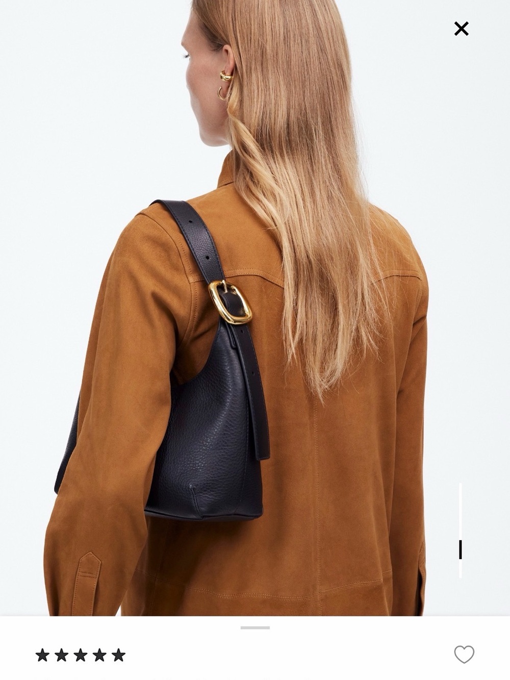 Madewell Sculptural Buckle Black Leather Shoulder Bag with Gold Buckle